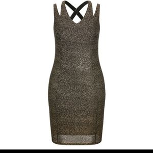 City Chic Gold Metallic Glam dress M 18